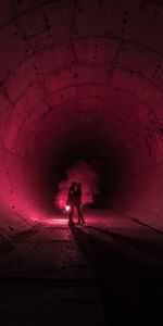 Pink,Coloured Smoke,Dark,Silhouette,Tunnel,Colored Smoke,Love