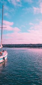 Pink,Horizon,Nature,Sunset,California,Boat