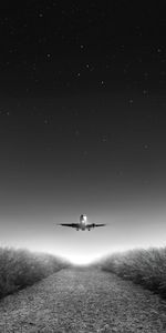 Bw,Avión,Despegar,Despegue,Cielo Estrellado,Chb,Photoshop,Minimalismo