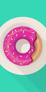 Plate,Bakery Products,Glaze,Donut,Doughnut,Baking,Art,Vector