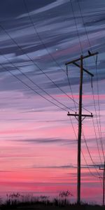 Posts,Pillars,Wire,Night,Wires,Art