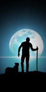 Predator,Full Moon,Night,Human,Person,Moon,Vector