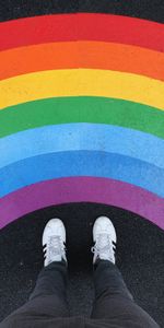 Rainbow,Miscellanea,Miscellaneous,Motley,Legs,Sneakers,Asphalt,Multicolored