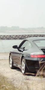 Coches,Un Coche,Vista Trasera,El Terraplén,Porsche 911 Carrera 4S,Muelle,El Negro,Máquina,Porsche,Coche Deportivo,Deportivo