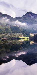 Reflection,Balloon,Lake,Mountains,Nature