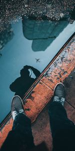 Reflection,Miscellaneous,Legs,Puddle,Border,Sidewalk,Miscellanea,Photographer