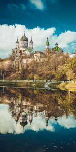 Reflection,Pond,Cathedral,Feofania,Theophany,Cities,Kiev