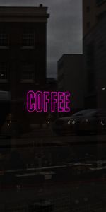 Reflection,Words,Signboard,Showcase,Inscription,Glass,Sign,Coffee,Neon