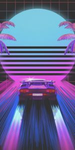 Retro,80Th,80S,Machine,Car,Cars,Neon,Art