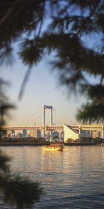 Villes,Rivières,Branches,Un Bateau,Pont,Bateau