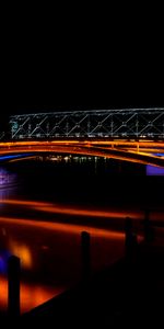 Ríos,Noche,Oscuro,Iluminación,Puente,Iluminar Desde El Fondo