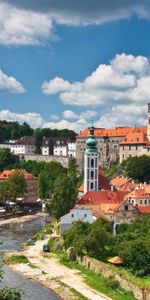 Edificio,Panorama,Chequia,República Checa,Cheskii Krumlov,Vltava,Moldava,Cesky Krumlov,Ciudades,Ríos