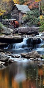 Rivers,Flow,Trees,Building,Nature