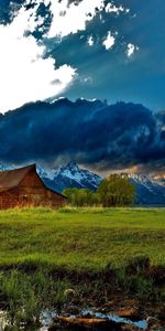 Cielo,Naturaleza,Ríos,Árboles,Hierba,Nubes,Campo,Edificio