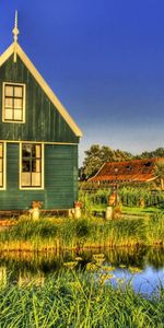 Petite Maison,Villes,Herbe,Sky,Pont,Hdr,Village,Loger,Rivières,Été