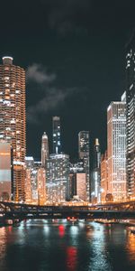 Ciudades,Ríos,Ciudad,Luces,Las Luces,Ciudad Nocturna,Puente,Ciudad De Noche