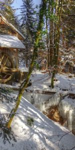 Rivers,Mill,Winter,Nature,Forest,Landscape