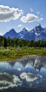 Rivers,Mountains,Clouds,Reflection,Forest,Nature,Brightly,Harmony