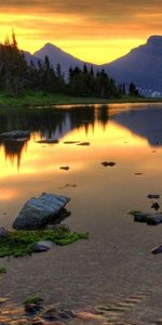 Rivers,Mountains,Landscape,Sunset