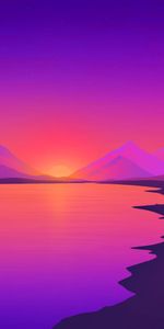 Rivers,Mountains,Landscape,Sunset,Art