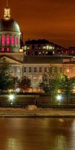 Rivers,Night,Building,Reflection,Shine,Light,Cities