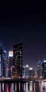 Villes,Ville,Les Lumières,Rivières,Lumières,Nuit,Dubai,Dubaï