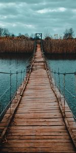 Rivers,Shore,Bank,Wood,Bridge,Suspension,Hanging,Cable,Funicular,Nature,Wooden