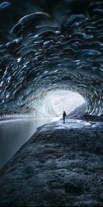 Rivers,Silhouette,Miscellanea,Miscellaneous,Tunnel,Ice,Cave