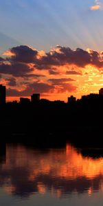 Nuages,Ville,Imeuble,Bâtiment,Rivières,Mer,Sky,Villes,Coucher De Soleil