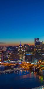 Rivers,Skyscraper,Lights,Cities,Night,Bridge,City