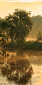 Rivers,Sun,Beams,Rays,Fog,Morning,Awakening,Nature,Dawn,House