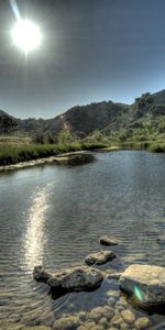 Rivers,Sun,Shine,Light,Day,Nature,Stones,Summer,Transparent,Water