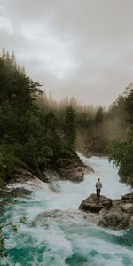 Rivers,Trees,Clouds,Miscellanea,Miscellaneous,Person,Loneliness,Human