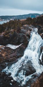 Rivers,Trees,Flow,Foam,Stream,Rocky Shore,Creek,Brook,Stony Coast,Fast,Quick,Noisy,Nature