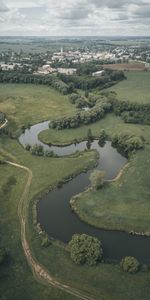 Rivers,Trees,Horizon,Winding,Sinuous,City,Nature