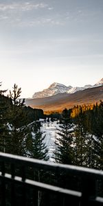 Rivers,Trees,Snow,Mountains,Nature,Landscape