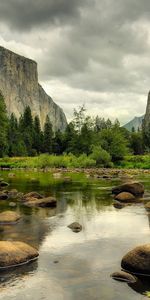 Rivers,Trees,Stones,Landscape,Mountains