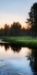 Rivers,Trees,Sunset,Grass,Landscape