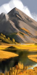 Rivers,Vertex,Art,Mountains,Tops,Canvas