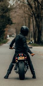 Route,Casque,Vue Arrière,Motocyclette,Motocycliste,Moto