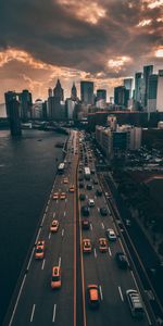 Road,Evening,Cities,Skyscrapers