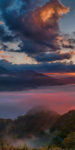 Road,Horizon,Sunlight,Sun Rays,Clouds,Dawn,Mountains,Nature