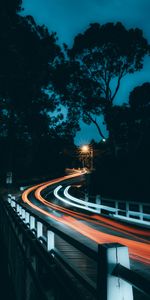 Road,Long Exposure,Winding,Sinuous,Dark,Glow