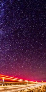 Road,Starry Sky,Long Exposure,Stars,Night,Dark