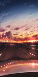 Road,Turn,Dusk,Sunset,Twilight,Art