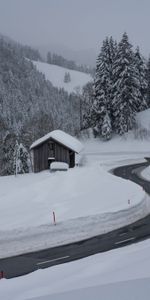 Road,Turn,Winter,Nature,Snow