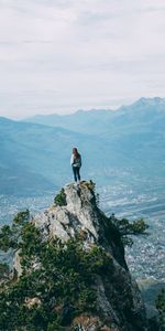 Rock,Break,Precipice,Height,Nature,Girl