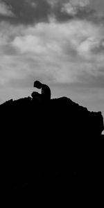 Rock,Silhouette,Loneliness,Dark