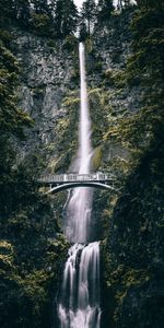 Rock,Waterfall,Bridge,Cliff,Nature