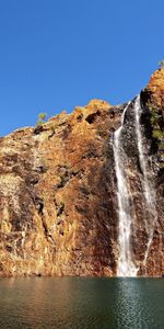 Rocks,Bright,Waterfall,Break,Precipice,Day,Nature,Palms